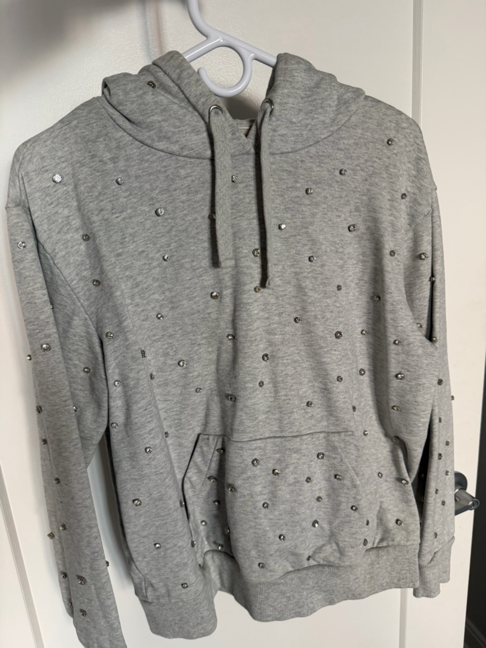 Women GIAMBATISTA Valli for H&M Gray Crewneck Hoodie with Stud Embellishments